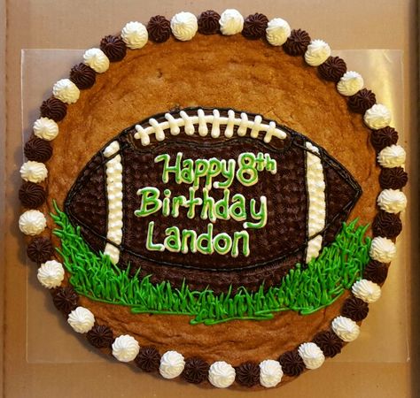 Football Cookie Cake. Football Message Cookie, Cookie Cake Football Designs, Football Cookie Cake Designs, Cookie Cake For Men, Great American Cookie Cake Designs, Cookie Cake Decorating Ideas Birthdays, Football Cookie Cake, Giant Cookie Cake, Cake Football