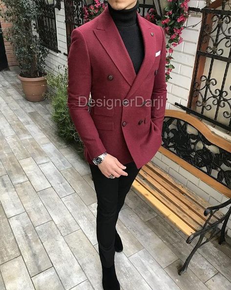 Coat Pant For Men, Wearing Outfits, Suits Men Slim, Maroon Suit, Maroon Blazer, Blazer Outfits Men, Dinner Suit, Burgundy Suit, Wedding Suits Groom