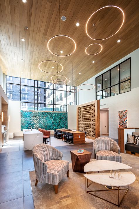 Modern Santa Fe Style, Office Redo, Clubhouse Design, Corporate Interior Design, Lobby Seating, Church Interior Design, Multifamily Housing, Leasing Office, Office Space Design