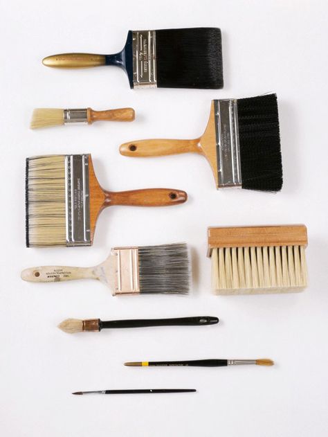 Brushes Painting Window Frames, Wall Paint Brush, Painted Window Frames, Painting A Room, Newel Post Caps, Natural Bristle Brush, Paint Prep, Painting Brushes, Illustrator Brushes