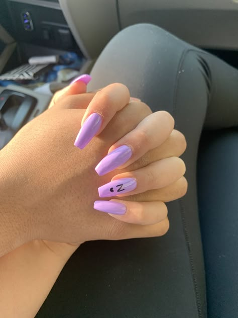 Nails With The Letter N On Them, Purple Nails With Initial, Matching Nails With Bff, Nails With Letters, Country Acrylic Nails, Ongles Gel Violet, Short Coffin Nails Designs, Disney Acrylic Nails, Product Website