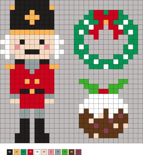 Perler Bead Santa, Nutcracker Perler Bead Patterns, Gingerbread House Perler Beads, Perler Christmas Patterns, Small Christmas Cross Stitch Patterns Free, Christmas Perler Beads Patterns, Hama Beads Christmas Pattern, Grinch Perler Bead Patterns, Perler Beads Ornaments