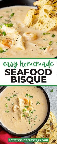 Seafood Bisque Recipe Easy, Shrimp Bisque Recipe, Seafood Bisque Recipe, Lobster Bisque Recipe, Bisque Soup Recipes, Seafood Delight, Seafood Soup Recipes, Creamy Seafood, Chowder Recipes Seafood