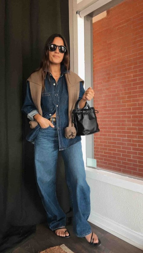 September Outfits Casual, All Denim Outfits For Women, All Denim Outfits, Denim Dress Fall, Natalie Borton, September Outfits, Daily Outfit Inspiration, Mama Style, Double Denim