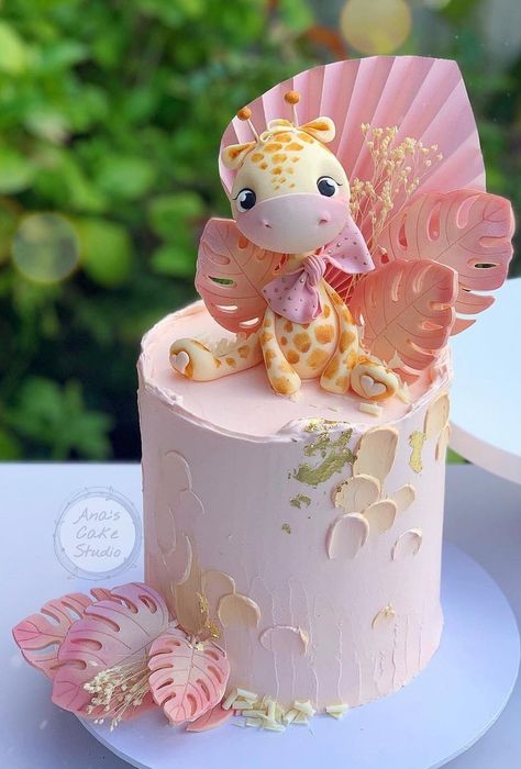 Giraffe Birthday Cakes, Giraffe Cakes, Animal Birthday Cakes, Girly Cakes, Jungle Cake, Safari Cakes, Baby Shower Giraffe, Pink Photography, 1st Birthday Cakes