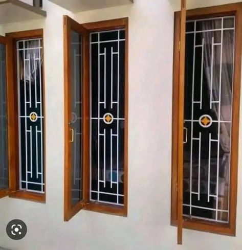 Teralis Jendela, Modern Window Grill, Window Grill Design, Window Grill, Metal Garden Art, House Front Design, Grill Design, Window Design, Security Door