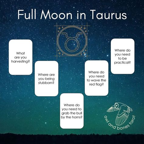 Full Moon Tarot Spread, Full Moon Taurus, Taurus Full Moon, Moon Taurus, Full Moon In Taurus, Taurus Tarot, Full Moon Tarot, Moon In Taurus, Tarot Reading Spreads