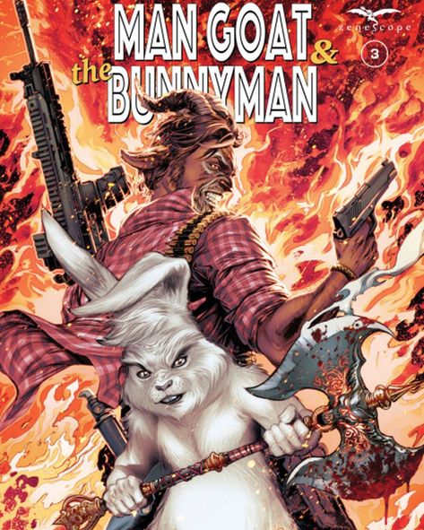 Read the review: https://comicalopinions.com/man-goat-the-bunnyman-beware-the-pigman-3-new-comic-review/ Review: MAN GOAT & THE BUNNYMAN: BEWARE THE PIGMAN #3, by @Zenescope on 9/25/24, brings the miniseries to a close with a desperate battle of cryptids and humans against Baphomet and his army of demons. #comics #ncbd #cryptid Werewolf Van Helsing, Van Helsing Aesthetic, Van Helsing Werewolf, Cryptids Creatures, Werewolf Vs Vampire, The Werewolf, Van Helsing, Comic Book Collection, Black Spiderman