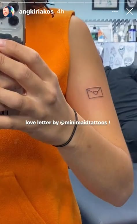 Heart Envelope Tattoo, Envelope Tattoo, Cherry Tattoos, Heart Envelope, Small Tats, Cute Tats, Tattoo Now, Doodle Tattoo, Cute Small Tattoos