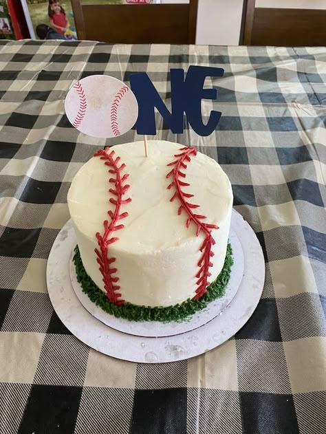 Decorated Cakes - Two Friendly Hosts Smash Cake Baseball, Rookie Year Cake Smash, Baseball Themed First Birthday Cake, Baseball Themed Smash Cake, Baseball Birthday Cakes For Boys, Rookie Of The Year Smash Cake, Rookie Year Smash Cake, Baseball 1st Birthday Cake, Baseball Smash Cake One Year Old