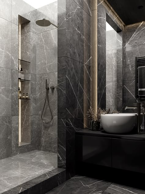 Behance :: For You Blue Apartment, Bathroom Gray, Modern Luxury Bathroom, Bathroom Shower Design, Bathroom Inspiration Modern, Washroom Design, Bathroom Design Inspiration, Bathroom Design Decor, Toilet Design