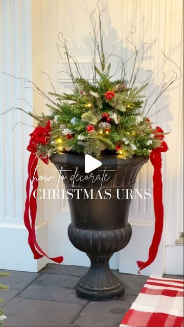 Donna Tronolone on Instagram: "Comment “CHRISTMAS URNS” for a direct link sent to your DM’s 
Christmas porch goals, made easy! ✨ These pre-lit urn fillers are a game-changer with their built-in timers—no extra work required. Everything you need to decorate is linked— you can also find this in my Amazon Storefront listed under Christmas Porch (link in bio)" Porch Urns, Porch Goals, Outdoor Urns, Christmas Urns, Extra Work, Christmas Porch, Amazon Storefront, Cremation Urns, Store Fronts