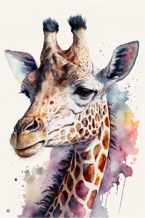 Giraffe Watercolor Painting Watercolor Giraffe, Giraffe Watercolor, Watercolour Giraffe, Giraffe Artwork, Giraffe Colors, Giraffe Pictures, Giraffe Painting, Baby Animal Drawings, Giraffe Art