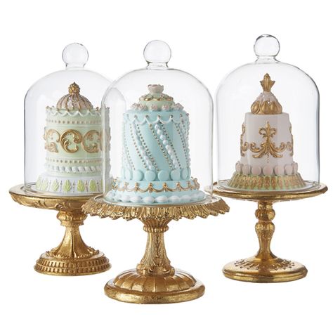 Rococo Aesthetic, Pastel Cakes, Blue Cakes, Sugar Cake, Glass Cloche, Glass Cakes, Pink Cupcakes, Candy Christmas Decorations, Pink Cake