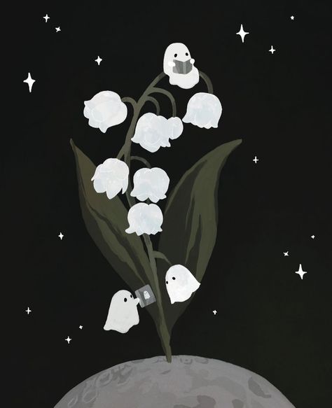 Foxglove Flower, Ghost Flower, Moon Stickers, Lilies Of The Valley, Ghost Reading, Flower Stickers, Mary Ann, Cool Wallpapers Art, Cute Little Drawings