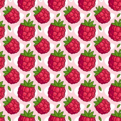 color seamless pattern of red raspberries, bright berry pattern for printing. Vector background for packaging and textiles Raspberry Pattern, 2024 Bujo, Creative Tote Bag, Berry Pattern, Space Cadet, Red Raspberry, Phone Charms, Flower Prints Art, Summer Inspiration