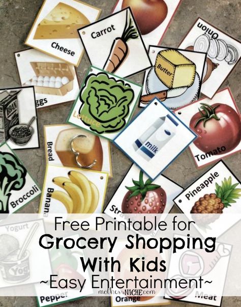 Making grocery shopping less of nightmare for parents! Use this fun printable to keep the kids entertained and distracted while shopping! Grocery Store Dramatic Play, Shopping Cards, Play Grocery Store, Shopping Games, Dramatic Play Centers, A Nightmare, Dramatic Play, Food Themes, Grocery Shop