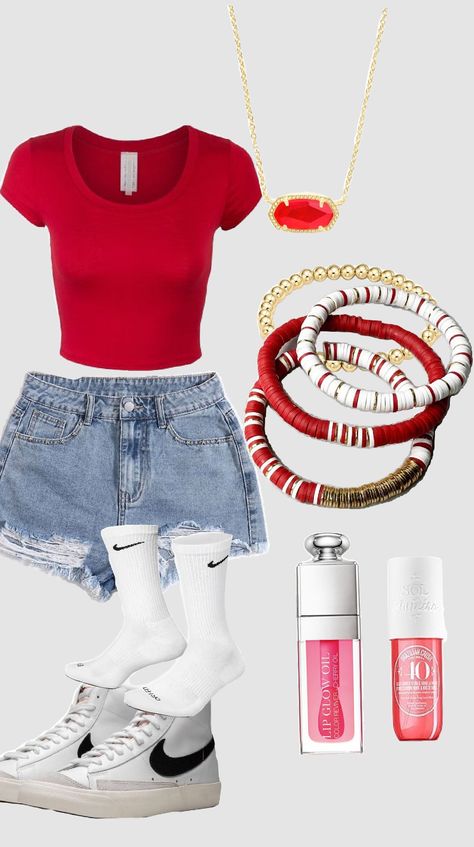 #red preppy fit Red Preppy Outfit, Preppy Outfits Aesthetic, Red Preppy, Outfit Red, Casual Preppy Outfits, Red Fits, Cute Outfits For School, Preppy Outfit, Preppy Outfits