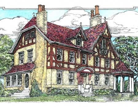 Plan 66024WE: Ultimate Dream Home Tudor House Plans, Tudor Home, Cottage Retreat, Vintage House Plans, Tudor Style Homes, Built In Seating, Tudor House, Tudor Style, The Tudor