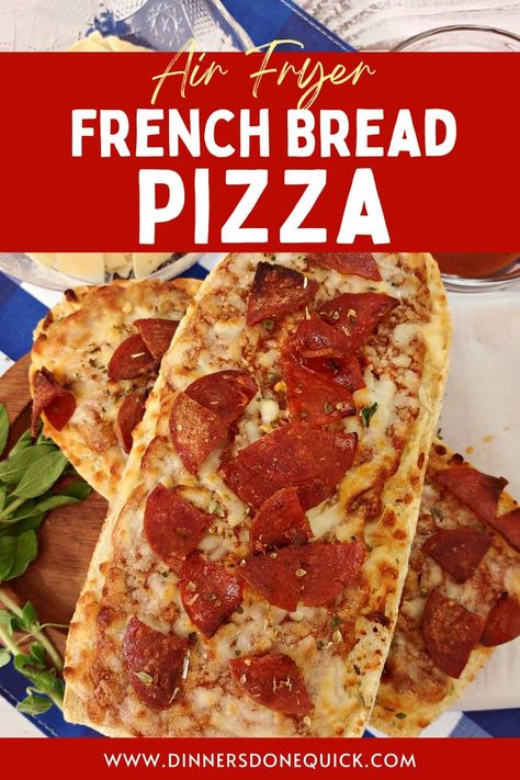 Running low on time but still want a delicious meal? Learn how to make Red Baron French Bread Pizza in the air fryer for a crispy crust in a fraction of the time! #dinnersdonequick #frenchbreadpizza #redbaronpizza #redbaronfrenchbreadpizza #redbaronfrenchbreadpizzainairfryer #airfryerfrenchbreadpizza #airfryerpizza #airfryerfrozenpizza #frenchbreadpizzainairfryer #frenchbreadpizzafrozen #airfryerfrenchbreadpizza #easydinnerideas #pizzanight Air Fryer French Bread Pizza, Air Fryer French Bread, Pizza In Air Fryer, Bread Pizza Recipe, Pizza Dip Recipes, Homemade French Bread, Quick Pizza, French Bread Pizza, Pizza Snacks