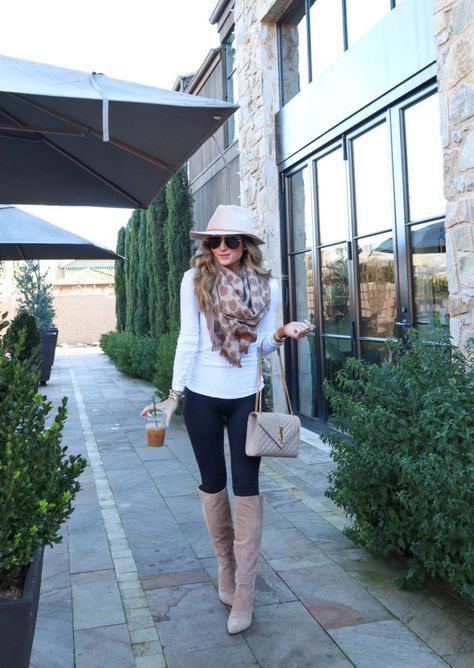 Tall Tan Boots Outfit Winter, Leggings With Tall Boots Outfit, Leggings Tall Boots Outfit, Tall Taupe Boots Outfit, Beige Long Boots Outfit, Tan Tall Boots Outfit, Tall Tan Boots Outfit, Brown Riding Boots Outfit, Taupe Boots Outfit