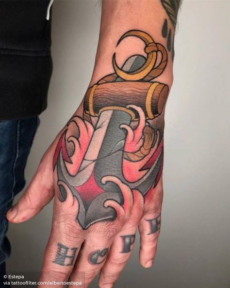 New School anchor tattoo. Traditional Anchor Tattoo, Old Style Tattoos, Neo Tattoo, Anchor Tattoos, Tattoo Now, Anchor Tattoo, New School Tattoo, Girly Tattoos, Family Tattoos