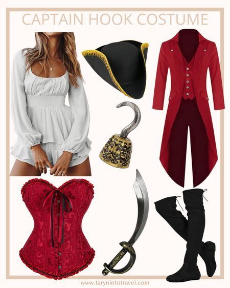 Captain Hook Halloween, Captain Hook Halloween Costume, Hook Costume, Captain Hook Costume, Disney Villain Costumes, Captain Costume, Costumes 2024, Costume Ideas Halloween, Halloween Costume Ideas For Women