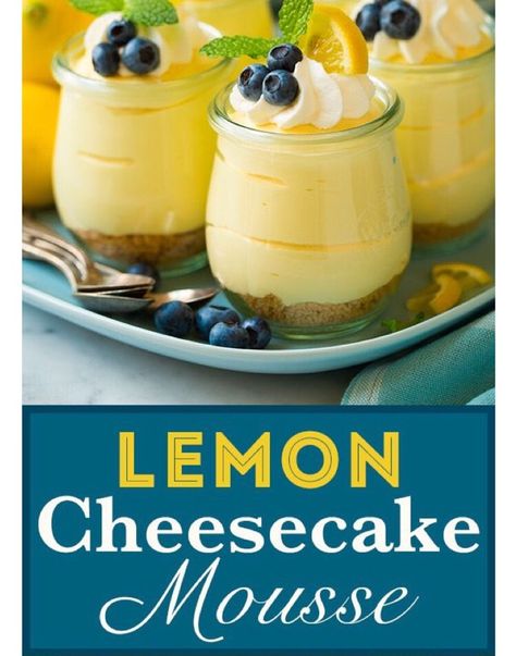 Lemon Cheesecake Mouse Cheesecake Mouse, Lemon Mouse, Cheesecake Mousse, Cheesecake Cupcakes, Cheesecake Bites, Lemon Cheesecake, Yummy Desserts, Ww Recipes, Cake Cookies