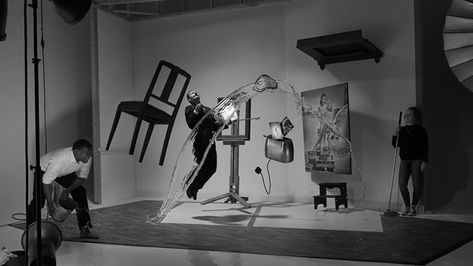 Dali Atomicus Recreation by Karl Taylor Surrealist Photography, Photography Movement, Famous Images, Karl Taylor, Surrealist Photographers, Philippe Halsman, Avant Garde Artists, Cinema Experience, Photography Career