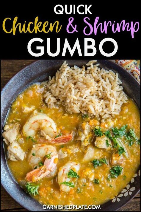 Chicken Shrimp Gumbo, Creole Dishes, Gumbo Recipe Easy, Shrimp Gumbo, Stews Recipes, Gumbo Soup, Plate Recipes, Chicken Gumbo, Chicken Shrimp