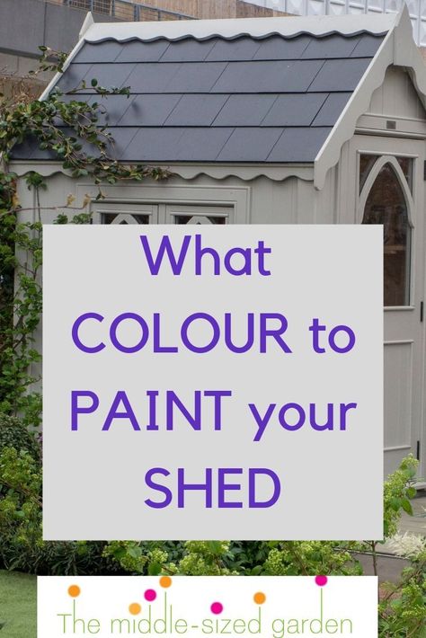 Inspiration for your shed colours - paint your shed bright, modern, Farrow & Ball or to go with your garden colour scheme #gardens #sheds #shed #backyard #middlesizedgarden She Shed Exterior Ideas, She Shed Exterior, Shed Paint Colours, Small Garden Shed Ideas, Garden Shed Ideas Exterior, Shed Exterior Ideas, Painted Garden Sheds, She Shed Decorating Ideas, Shed Backyard