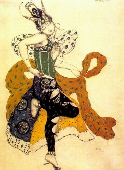 Léon BAKST | Costume design for Narcisse - La Peri - 1911 Basic Ballet Positions, Leon Bakst, Ivan Bilibin, Ballet Positions, Ballets Russes, Ballet Russe, Paul Poiret, Aubrey Beardsley, Russian Ballet