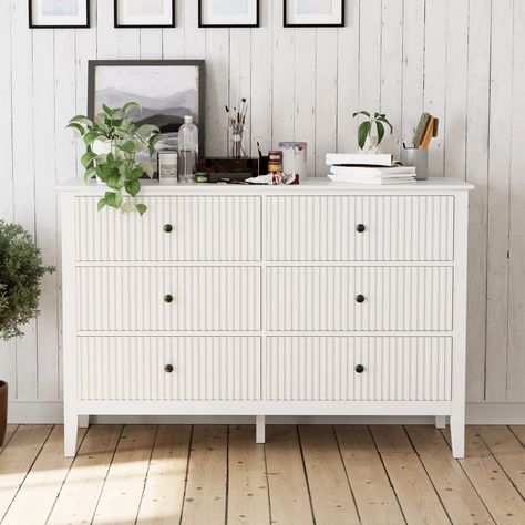 Winston Porter Mayco 6 - Drawer Dresser & Reviews | Wayfair White Wood Dresser, White 6 Drawer Dresser, Double Chest Of Drawers, Colorful Dresser, Entryway Cabinet, White Dresser, Wood Dresser, Bedroom Furniture Dresser, Double Dresser