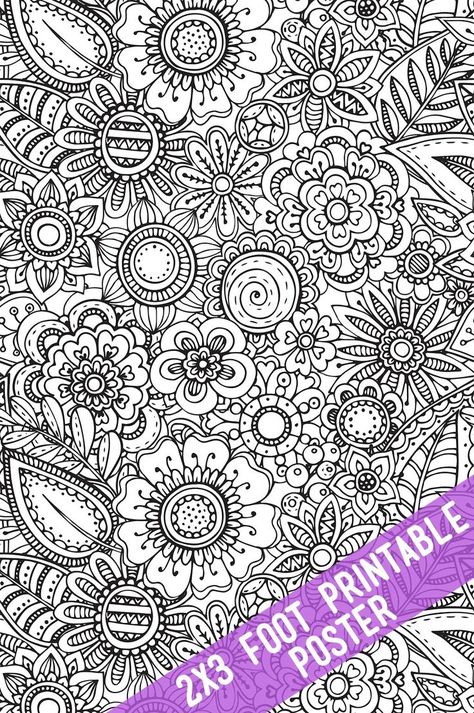 Floral Coloring Poster - Coloring for a group! Huge adult coloring pages you can have printed as a tablecloth! Free Poster Printables, Coloring Posters, Engineer Prints, Collaborative Art, Poster Colour, Free Printable Coloring Pages, Posters Printable, Colouring Pages, Photo Posters