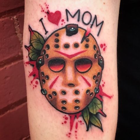 Scary Tattoo Ideas, Horror Tattoo Ideas, Friday The 13th Tattoo, Horror Movie Tattoos, Monster Tattoo, Girl Back Tattoos, 13 Tattoos, Movie Tattoo, Movie Tattoos