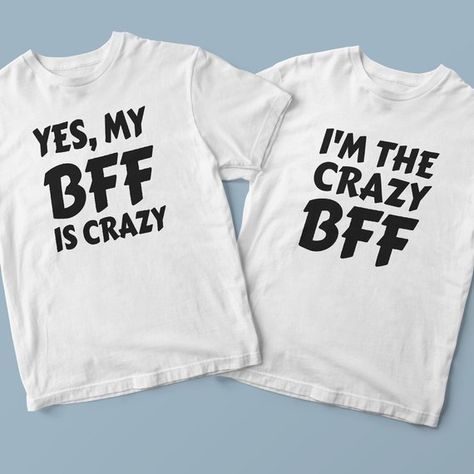 Bff Shirts For 2, Bff T Shirts, Bff Clothes, Bff Outfit, Best Friend Matching Shirts, Best Friend Hoodies, Best Friend T Shirts, Bff Shirts, Bff Matching