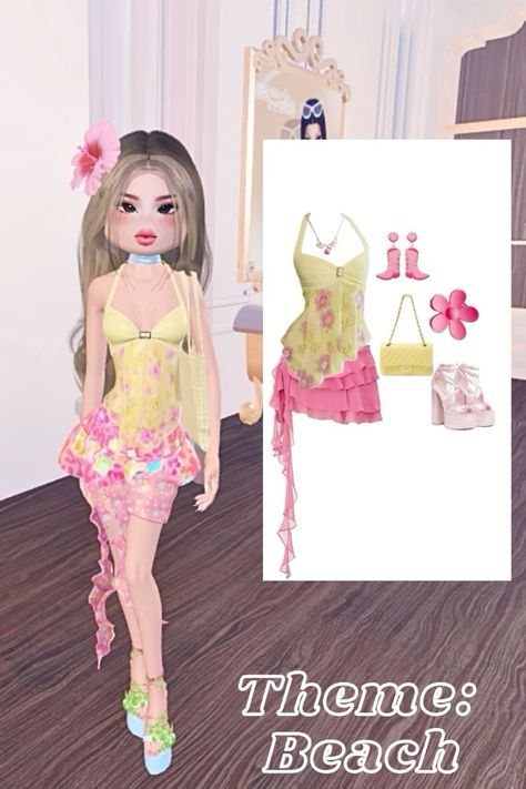 Beach Outfit Dress, Spring Break Dress, Girls Dres, Spring Break Party, Pool Party Dresses, Outfit Roblox, Pool Party Outfits, Sea Dress, Ethereal Dress