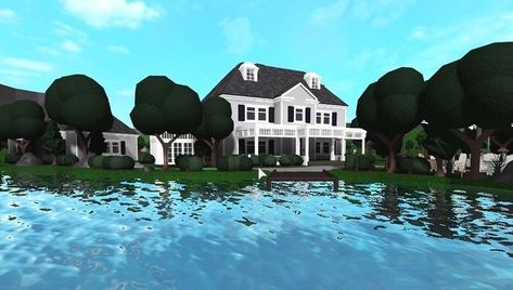 Bloxburg Lake House, Realistic Bloxburg House, Cottage Core Bloxburg House, Bloxburg Cottage, Bloxburg Rooms, Bloxburg Clothes, Bloxburg Exterior, Blox Burg, Roblox House