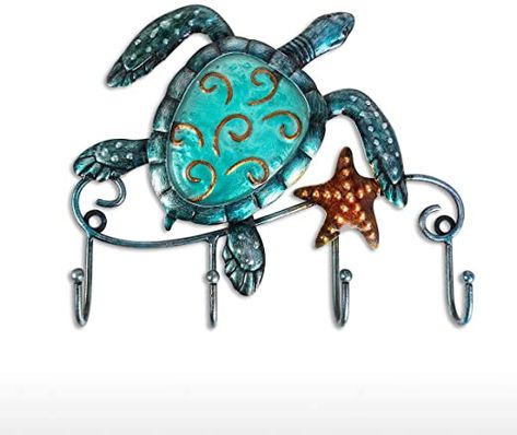 Tooarts Wall Mounted Key Holder Turtle Wall Hooks Iron Key Hook Rustic Wall Decorative Hook Living Room Bathroom Ornament Turtle Bathroom Decor, Turtle Bathroom, Wrought Iron Paint, Interesting Animal, Bathroom Ornaments, Wall Mounted Key Holder, Decorative Wall Hooks, Iron Wall Decor, Key Storage