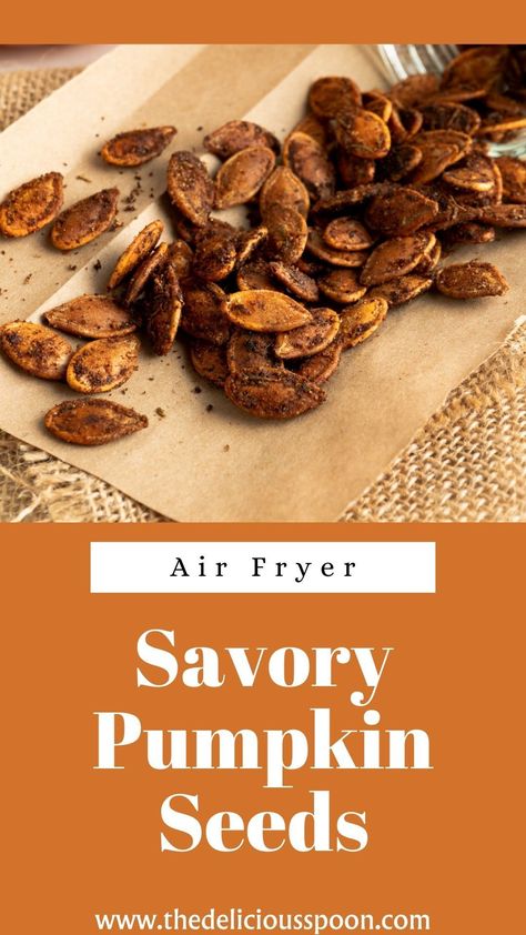 Embrace the versatility of savory air fryer pumpkin seeds! Simple to make, these crunchy delights transform overlooked seeds into a healthy, homemade snack. Seasoned to perfection with every satisfying crunch, a delicious way to utilize every part of the pumpkin. Pumpkin Seeds Dehydrator, Pumpkin Seeds Recipe Savory, Pumpkin Seed Recipes Baked, Air Fryer Pumpkin Seeds, Savory Pumpkin Seeds, Pumpkin Seed Recipes Roasted, Homemade Pumpkin Seeds, Air Fryer Pumpkin, Pumpkin Seeds Recipe