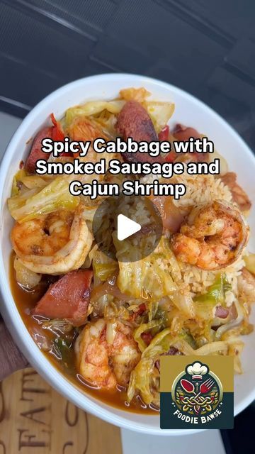 FoodieBawse on Instagram: "Spicy Cabbage with Smoked Sausage and Cajun Shrimp Yummy!!!
Recipe at @eatwithlee_ 

Be sure to follow @foodiebawse for daily shared recipes. 

#spicyfood  #spicyshrimp #smokedsausage 
#sundaydinner #foodie #dinner #recipes #sidedish 
#vegetables #sidedishrecipes #dinnertonight #foodinstagram #foodie #letseat #goodfood #yummyfood  #deliciousfood #healthyfood #
#cookwithme #homemadefood #homemadecooking #dinnerideas #explore #recipeoftheday #letseat #atlantafoodie  #atlantafood #dinnerrecipes #easyrecipes #quickrecipes #foodrecipes #foodinstagram" Cajun Cabbage And Sausage, Cabbage With Shrimp And Sausage, Keto Smoked Sausage Recipes, Cabbage With Smoked Sausage, Cabbage With Sausage, Spicy Cabbage, Shrimp And Sausage, Cabbage And Sausage, Atlanta Food