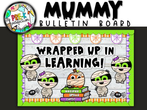 Description This Halloween Mummy bulletin board is perfect for all October long! Your student will love seeing their names on these adorable mummies! You are sure to have the cutest bulletin board in school! INCLUDED: bulletin border mummy mummy pumpkin spiders books HAPPY HALLOWEEN! - Black and white letters WRAPPED UP IN LEARNING! - Black and white letters WRAPPED UP IN A GOOD BOOK! - Black and white letters **Please note that this is a DIGITAL DOWNLOAD. No physical item will be shipped to you. Once you complete your purchase you will be able to download the PDF containing this product! Terms of Use: This product is for personal or single classroom use. It cannot be re-sold or claimed as your own. Thank you! Thank you for visiting my store! Mummy Bulletin Board, Halloween Bulletin Board Ideas, Black And White Letters, October Bulletin Boards, Halloween Classroom Door, Mummy Pumpkin, Spider Book, October Classroom, Bulletin Borders