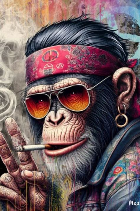 Solidarity Illustration, Chest Tattoo Ideas, Gorillas Art, Chicken Logo, Dynamic Painting, Digital Painting Techniques, Monkey Art, Image Swag, Neural Network