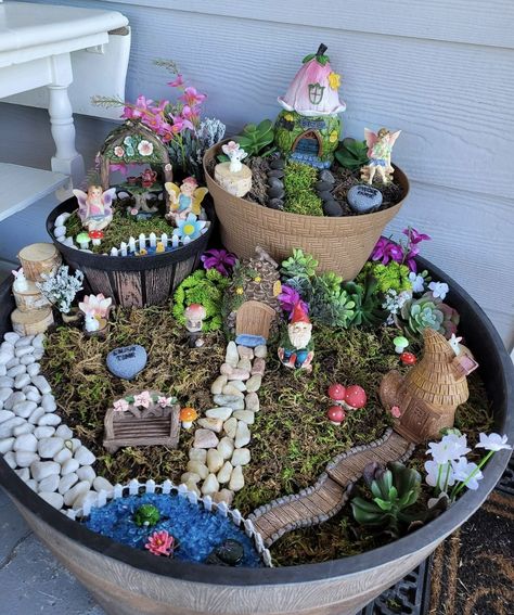 Whimsical Fairy Garden, Kids Fairy Garden, Fairy Garden Containers, Fairy Garden Pots, Fairy Garden Ideas, Fairy Tree Houses, Fairy Garden Plants, Fairy Garden Designs, Fairy Garden Crafts