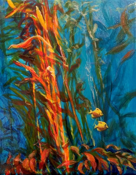 Kelp Painting, Natural World Art, Art Final, Sea Quilt, Finger Painting, Ocean Painting, Fish Art, Ocean Art, World Art