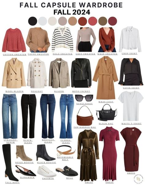 Creating a stylish autumn capsule wardrobe is all about balancing versatility and warmth. Here are some key pieces and outfit ideas to help you make the most of the season:  Key Pieces: Layering Basics: Long-sleeve T-shirts: Neutral colors like black, white, and grey. Turtlenecks: For extra warmth and style. Button-up Shirts: In flannel or cotton for layering. Wardrobe Outfits Ideas, Norway Clothes, Autumn Capsule Wardrobe, Classic Fashion Looks, Capsule Wardrobe Women, Capsule Wardrobe Outfits, Fall Trends Outfits, 2024 Outfits, Fall Wardrobe Essentials