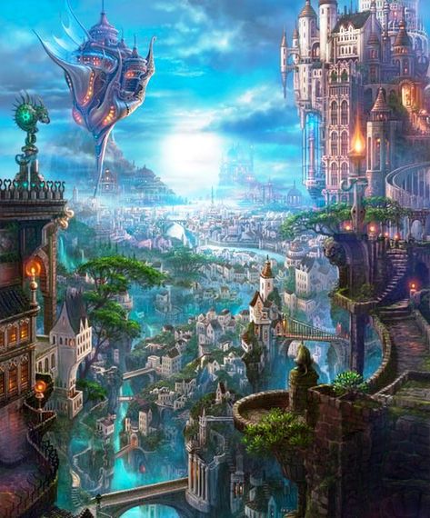 Fantasy Cityscape, Sun Rises, Albrecht Durer, Landscape Designs, Street Lights, Have Inspiration, Fantasy City, Fantasy Castle, Fantasy Setting