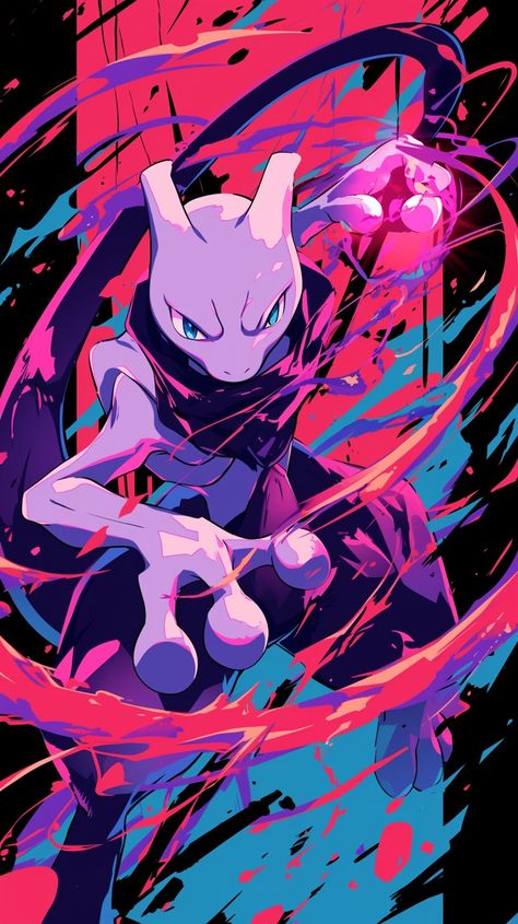 Mewtwo in the style of Jujutsu Kaisen made by Silverbloom Mewtwo Iphone Wallpaper, Mew Pokemon Art, Mewtwo Wallpapers, Mewtwo Fanart, Mewtwo Art, Pokémon Anime, Pokemon Mewtwo, Legendary Pokemon, Mew And Mewtwo