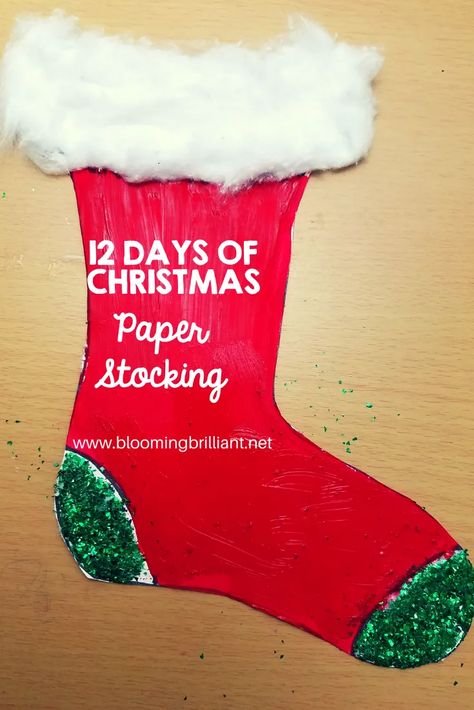 Paper Stocking Christmas Craft for Kids - Blooming Brilliant Paper Stocking Decorating Ideas For Kids, Decorate Paper Stocking For School, Paper Stocking Decorating Ideas, Christmas Stocking Crafts For Kids, Stocking Crafts For Kids, Paper Stocking, Stocking Craft, Stocking Art, Kindergarten Christmas Crafts