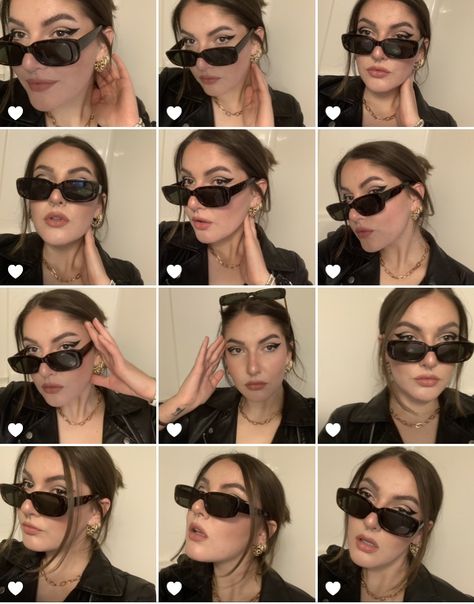 Shades Pose Ideas, Glasses Photoshoot Photo Ideas, Selfie With Shades, Glasses Selfie Ideas, Selfie Poses With Glasses, Pose Ideas With Sunglasses, Selfie Ideas Glasses, Selfie Poses Ideas With Glasses, Poses With Sunglasses